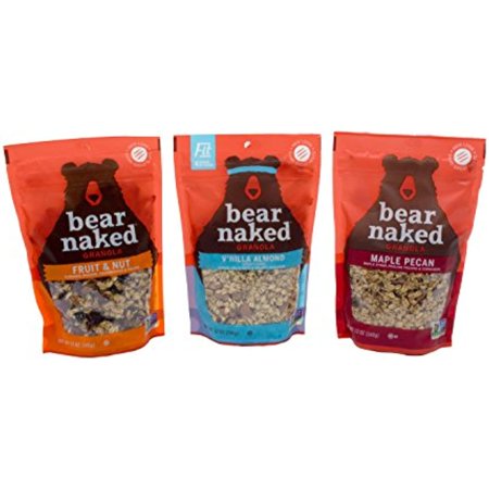 Bear Naked 100% Natural Granola 3 Flavor Variety Pack: (1) Bear Naked Maple-Icious Pecan Granola, (1) Bear Naked Vnilla Almond Fit Granola, And (1) Bear Naked Fruit And Nutty Granola, 12 Oz. Ea.