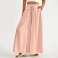 thumbnail image 5 of qolati Wide Leg Pants Women 2024 Summer High Waisted Flowy Palazzo Pants Trendy Casual Lounge Boho Beach Trousers with Pockets, 5 of 8