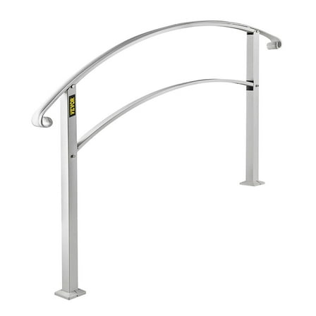 Handrails for Outdoor Steps, Fit 1 or 3 Steps Outdoor Stair Railing, White Wrought Iron Handrail, Flexible Front Porch Hand Rail, Transitional Handrails for Concrete Steps or Wooden Stairs