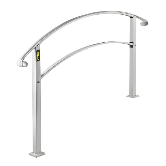 Handrails for Outdoor Steps, Fit 1 or 3 Steps Outdoor Stair Railing, White Wrought Iron Handrail, Flexible Front Porch Hand Rail, Transitional Handrails for Concrete Steps or Wooden Stairs