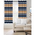 thumbnail image 2 of Orange Navy Blue Striped Blackout Curtains, Light Blocking Print Window Curtains, Gradient Horizontal Lines Thermal Insulated Window Drapes for Living Room Kitchen Cafe 2 Panels, 84"W x 84"L, 2 of 9