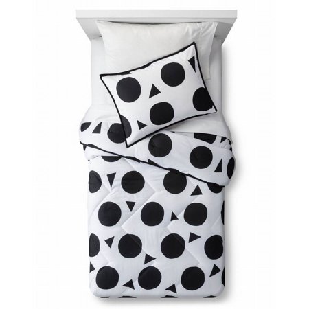 Pillowfort Black White Polka Dot Twin Comforter Sham Set