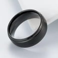 thumbnail image 3 of 8MM Black Matte Silver Rings Wedding Bands Men's Engagement Ring Titanium Steel, 3 of 7