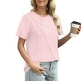thumbnail image 6 of Lenpel Women's Summer Tops Trendy Short Sleeve Crew Neck Eyelet Embroidered Solid Color T-Shirts Casual Tunic Tees, 6 of 7