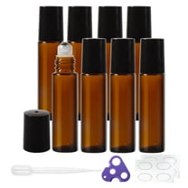 Keigocare Essential Oil Roller Bottles,8Pack 10ml Amber Glass Bottles with Roller Balls and Black Caps