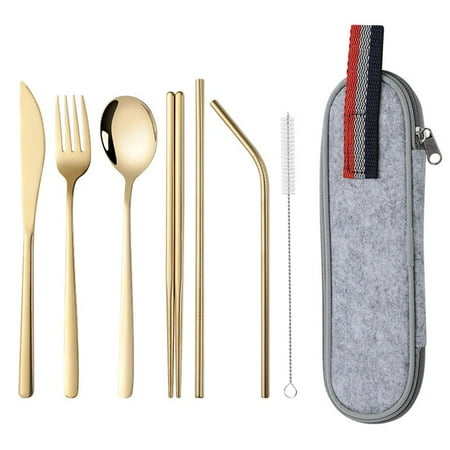 

8Pcs Portable Utensils Travel Camping Cutlery Set Fork Spoon Flatware Hot