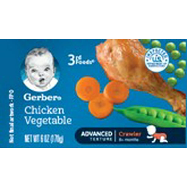 (Pack of 12) Gerber Stage 3, Chicken Vegetable Baby Food, 6 oz Jar
