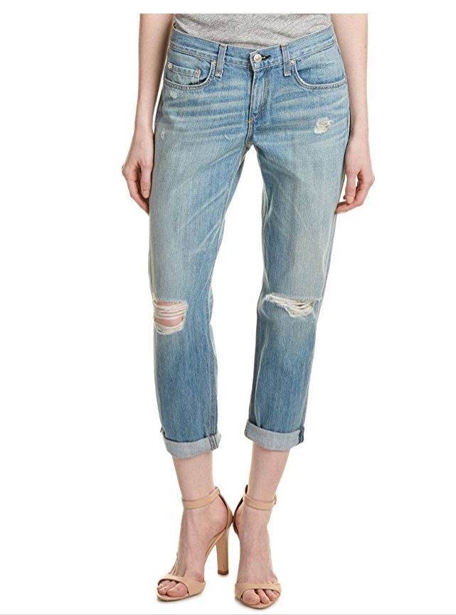 25X28 Boyfriend Seamed Distressed Jeans 