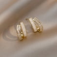thumbnail image 3 of HomeKingdee Gold Color​ Metal Rhinestone Circle Earrings for Women - Temperament Fashion Super Flash Earrings for Any Occasion, Ideal Gift, 3 of 5