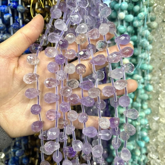 1 strand faceted teardrop natural crystal beads – loose gemstone strand for DIY jewelry making, earrings, bracelets & pendants