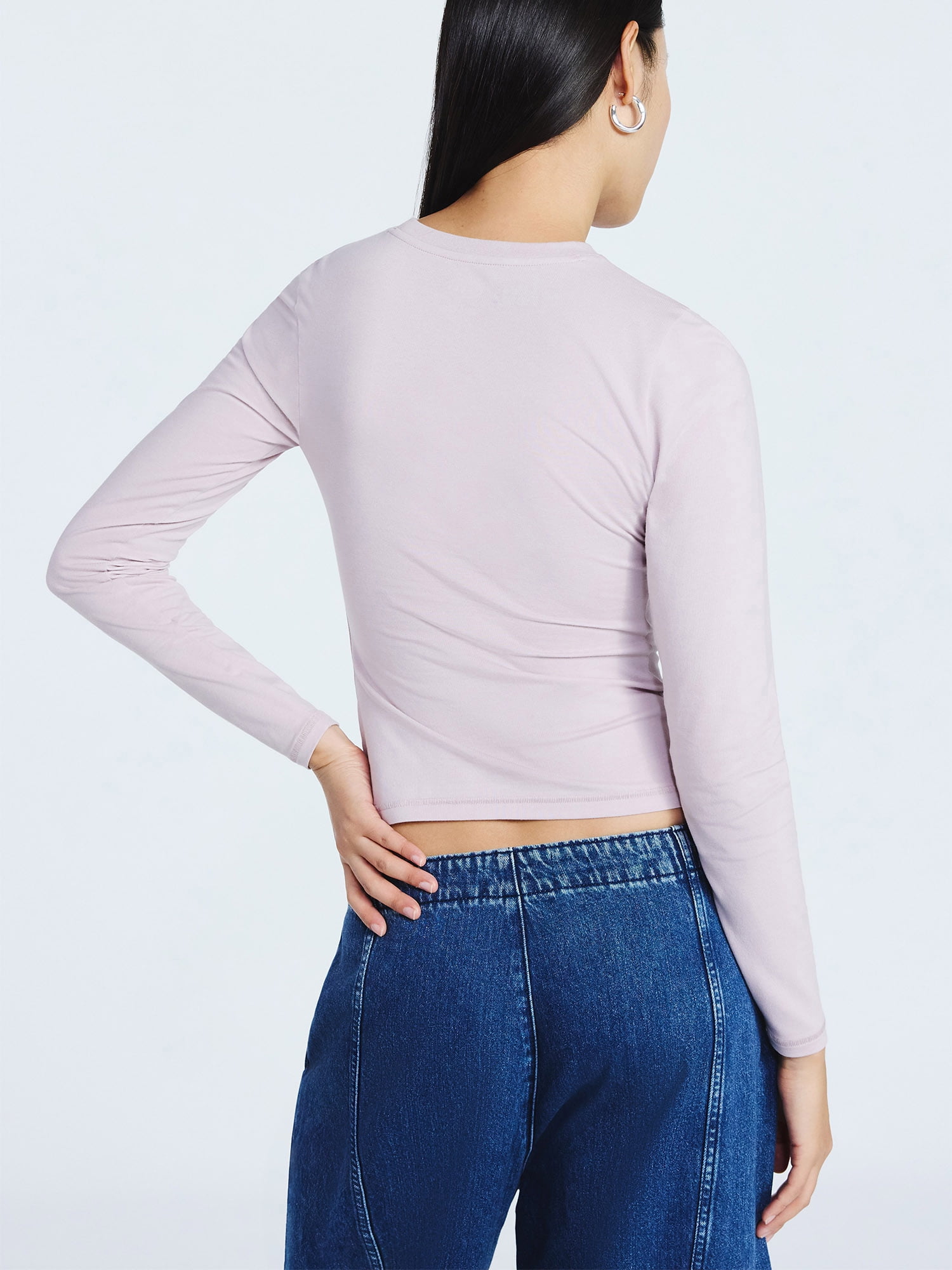 Scoop Women’s Stretch Cotton Blend Crewneck Tee with Long Sleeves, Sizes XS-XXL