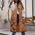 thumbnail image 4 of Hvyesh Long Quilted Vest for Women Sleeveless Hooded Outerwear Coats Warm Zip Up Pockets Coats Winter Padded Thermal Gilet Outerwear, 4 of 6