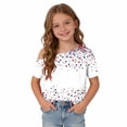 thumbnail image 6 of Girls 4th of July Off Shoulder Top Patriotic Star Print Short Sleeve Shirt Multicolor Kids Summer Casual Blouse,Size 7 T, 6 of 9