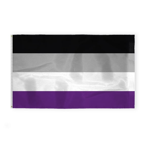 AGAS Large Asexual Pride Flag 6x10 Ft - Double Sided Printed 200D Nylon - Brass Grommets Stitched Edges - Asexual Pride Banner for Indoor/Outdoor