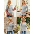 thumbnail image 3 of Ekouaer Women 3 Packs Nursing Shirts Long Sleeve Maternity Tops Double Layer Breastfeeding Tees Round Neck Pregnancy Blouse Light Grey+Black+Army Green, 3 of 6