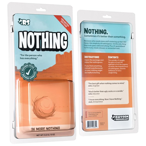 Raccoon Shenanigans Nothing Gift - Divertido regalo de broma para hombres que no quieren nada o lo tienen todo - Divertido regalo de elefante blanco de nada - Caja inútil para relleno de calcetín navi