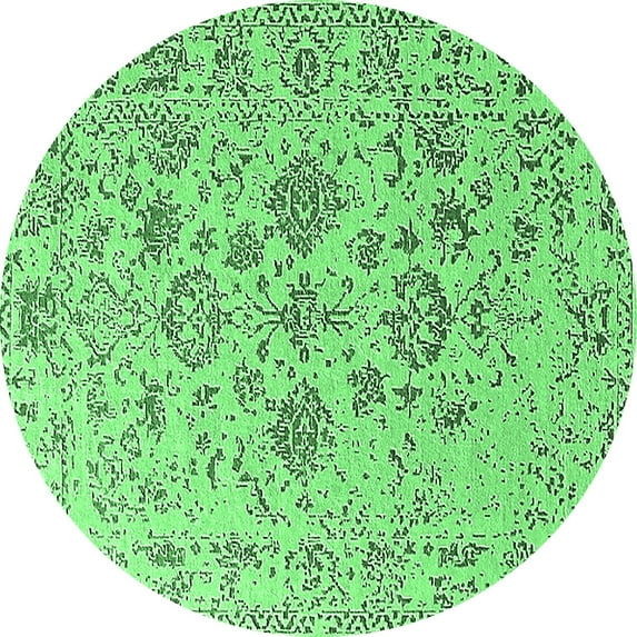 Ahgly Company Indoor Round Oriental Emerald Green Industrial Area Rugs, 4' Round