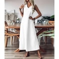 thumbnail image 5 of Summer Dresses for Women Cotton Linen Maxi Dress Casual Sleeveless Solid Long Sundress White M, 5 of 7