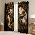 thumbnail image 2 of Manfei Tribal Texas Stars Blackout Curtains Set of 2 (52x84 Each), Hippie Cow Print Window Curtains, Western Rustic Framhouse Curtains and Drapes, Curtains and Drapes Home Decor, 2 of 6