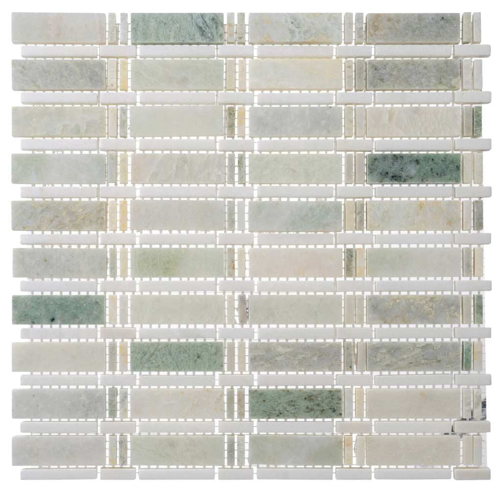 Evon 13" x 13" Green Marble Mosaic Tile Sheet