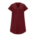thumbnail image 4 of Ovzne Robes pour Femmes Robe Femme Robe Décontractée pour Femmes à Boutons Robe d'Été à Col en V Robe de Printemps à Manches Courtes Robe de Nuit Robe Trapèze Robe Décontractée Robe pour Femmes à Manches Courtes Liquidation, 4 of 7