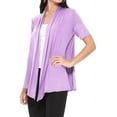 thumbnail image 2 of Women's Casual Short Sleeve Draped Open Front Solid Cardigan, 2 of 5