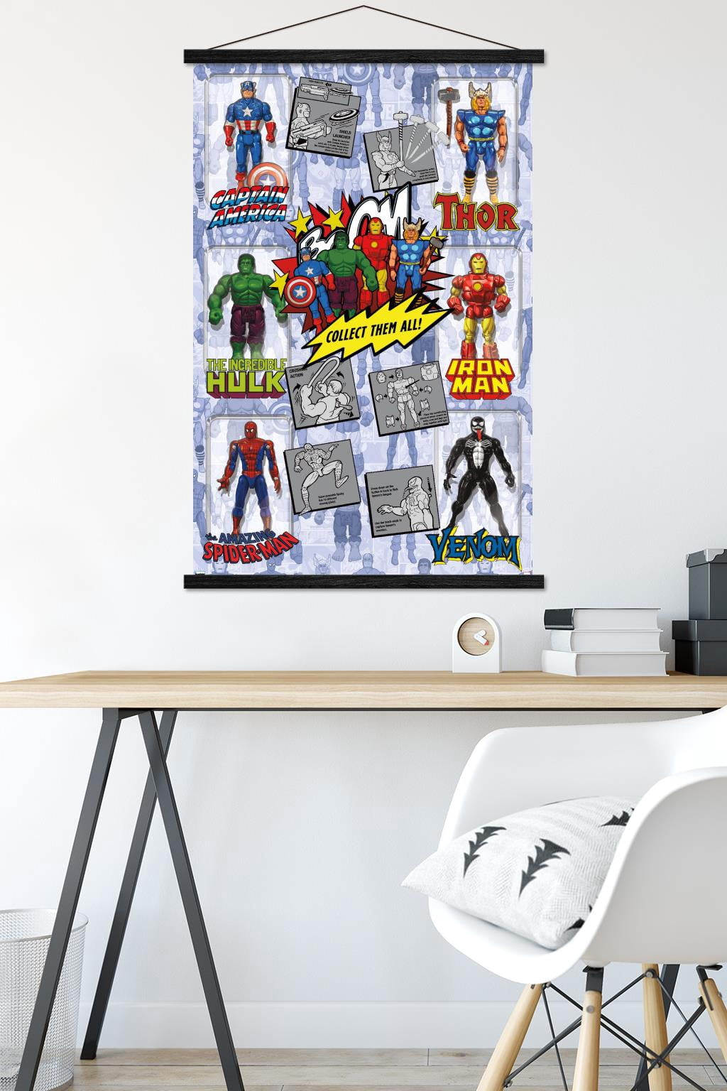Marvel Comics - Action Figures Wall Poster with Wooden Magnetic Frame, 22.375" x 34"