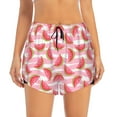 thumbnail image 2 of Xecao's Sweet Watermelon for a double-layer running short for women, perfect for gym, tennis, and more, featuring a convenient pocket., 2 of 9