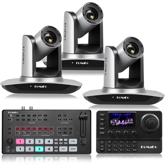 FoMaKo 20x Optical Zoom AI Auto Tracking 1080P Video Camera Bundle(FMK12UH X3 M2 KC606)