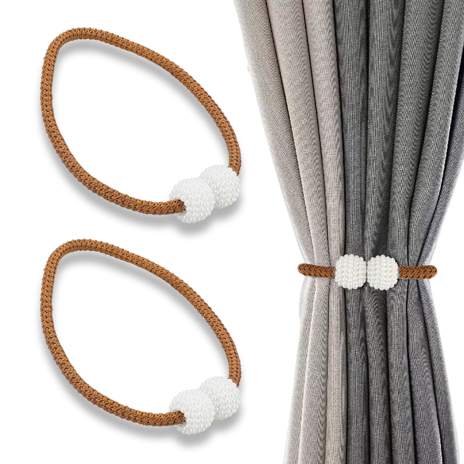 8/6/4/2PCS Curtain Tiebacks, TSV Modern Pearl Tie