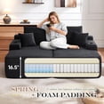 thumbnail image 6 of Muumblus Indoor Double Chaise Lounge Sofa with Cup Holders, 69"W Oversized Deep Seat Cloud Sectional Sofa, Boneless Sleeper Couch Bed, Black Corduroy, 6 of 11