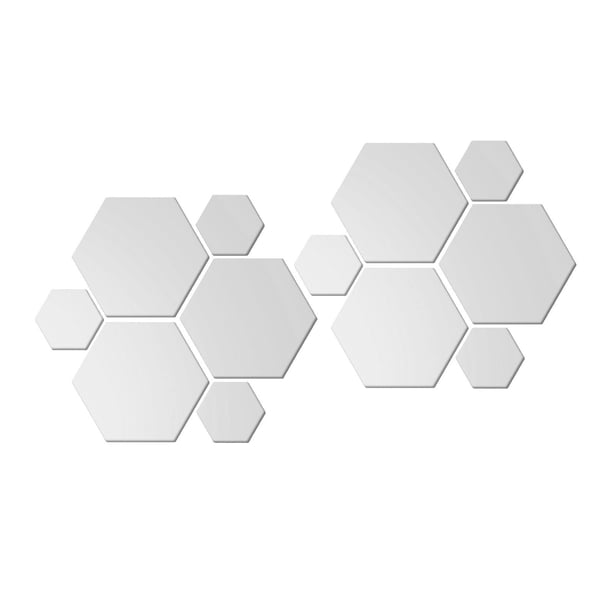 2x12/Set 3D Espejo Pegatinas de Pared Extraíbles para Dormitorio Sala Decoración Plata , multicolor, 4 piezas