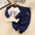 thumbnail image 2 of NOLDARES Baby Boy Fall Winter Clothes Toddler Kids Printed Outfits Long Sleeve Sweatshirt Tops + Joggers Pants Set(T226-Navy), 2 of 5