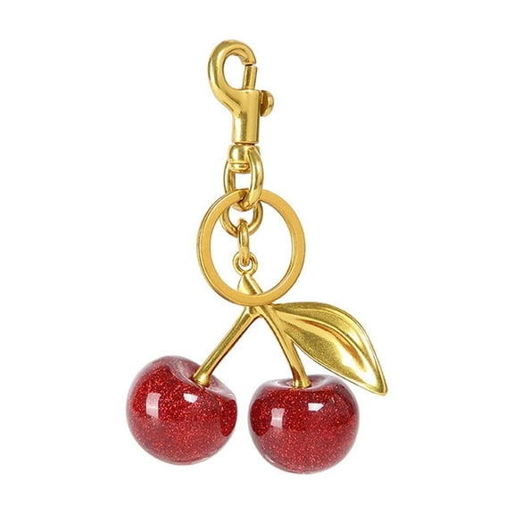 Cute Cherry Bag Charm,Apple Key Ring Clip Handbag Charm,Fruit Novelty Pendant,Purse Decor Keychain for Woman