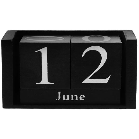 UEETEK Black Wooden Perpetual Calendar Blocks for Office Desk, Daily Desktop Calendar Organizer and Planner