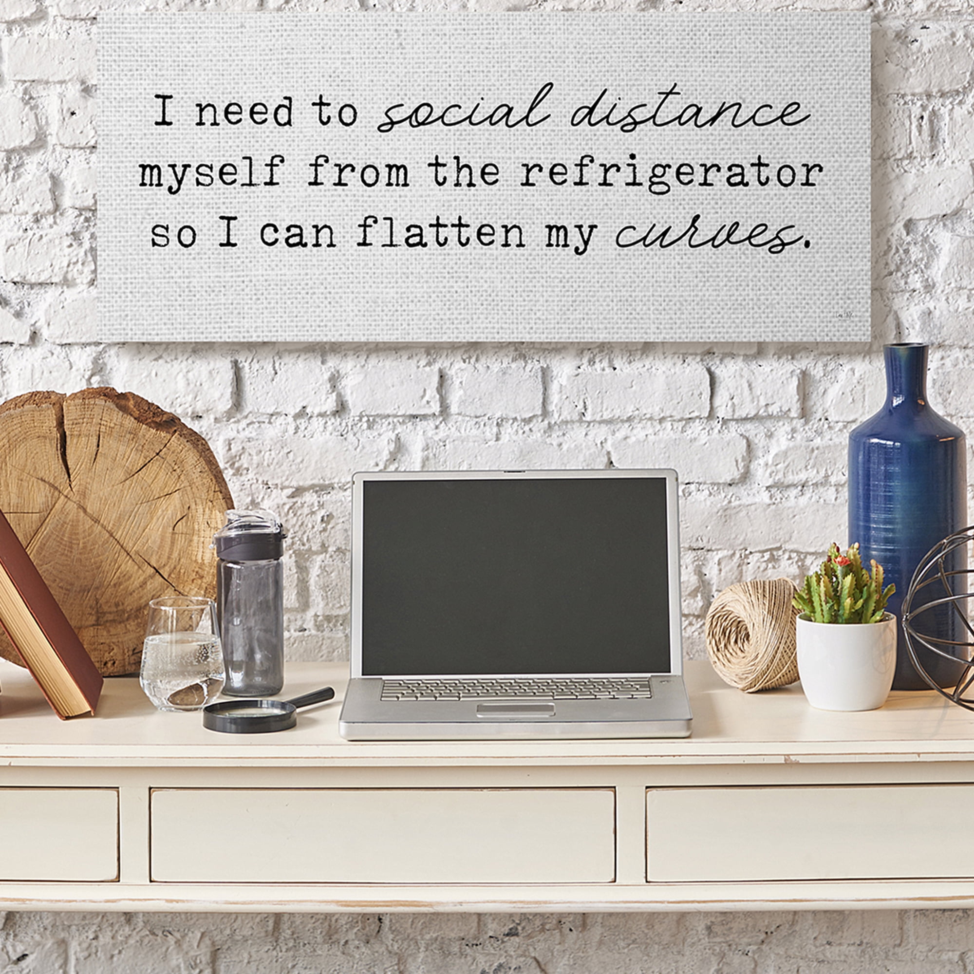 Stupell Industries Social Distance from Refrigerator Funny Kitchen Humor Canvas Wall Art by LUX + Me Designs