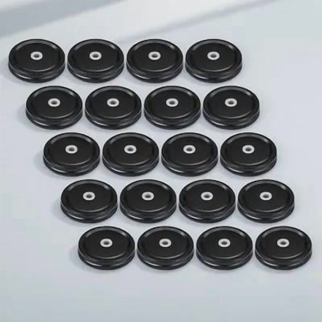 AURARMLET 20Ud Tapas Reutilizables Para Frascos Negro De Hojalata Con Agujero Para Pajilla Hermético
