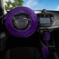 thumbnail image 3 of Fashion Fluffy Steering Wheel Covers for Women/Girls/Ladies Australia Pure Wool 15 Inch1 Set 3 Pcs(Purple), 3 of 5