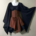 thumbnail image 2 of UANWENN Robe Chemise Irlandaise à Manches Trompette pour Femmes avec Corset Robe Traditionnelle Halloween Femmes Robe Rétro Gothique Manches Longues Robe Décontractée Longue pour Femmes Robes d'Hiver Mignonnes, 2 of 8