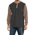 thumbnail image 4 of Hearthz Mens Henley Shirts Long Sleeve Fall 3-Button Color Block Funny Shirts for Men Round Neck Jersey Baseball Tee Shirt, 4 of 7