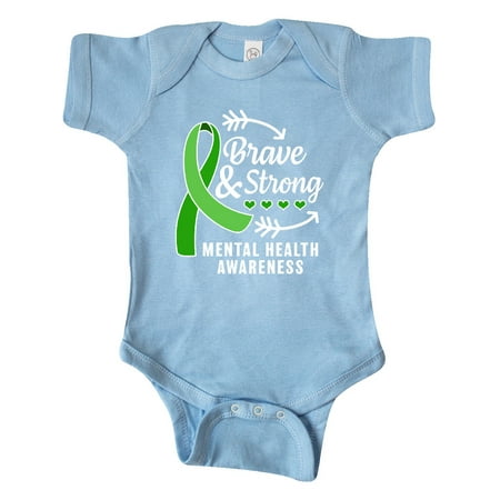 

Inktastic Mental Health Awareness Brave and Strong with Arrows Gift Baby Boy or Baby Girl Bodysuit