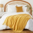 thumbnail image 3 of Yellow Throw Blanket, Mustard Yellow Knitted Throws,Summer Throw for Couch Sofa, 50" x 60", 3 of 8