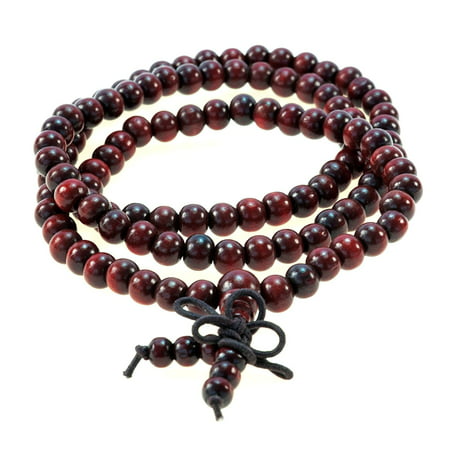 8mm 108 Red Wood Beads Tibetan Buddhist Prayer Meditation Mala -