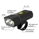 thumbnail image 4 of Soidarity Faro de bicicleta, componente de manillar, accesorios de iluminación de seguridad, recargable por USB, linterna para bicicletas, accesorio de Ciclismo Tipo 2 Soidarity OD026721-02, 4 of 6