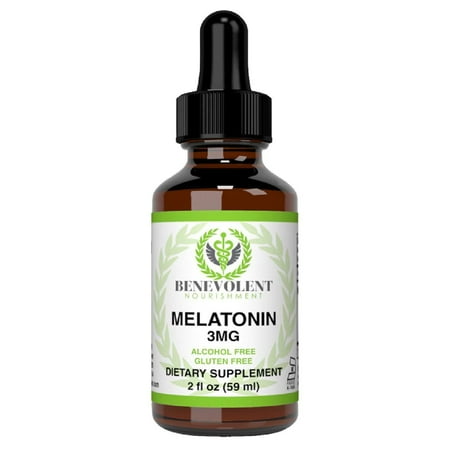 Benevolent Natural Melatonin Liquid 3mg - Nighttime Sleeping Aid for Adults Extra Strength, Raspberry and Vanilla Flavour, Effective Sleep Aid Sublingual Drops, Faster Absorption, Vegetari