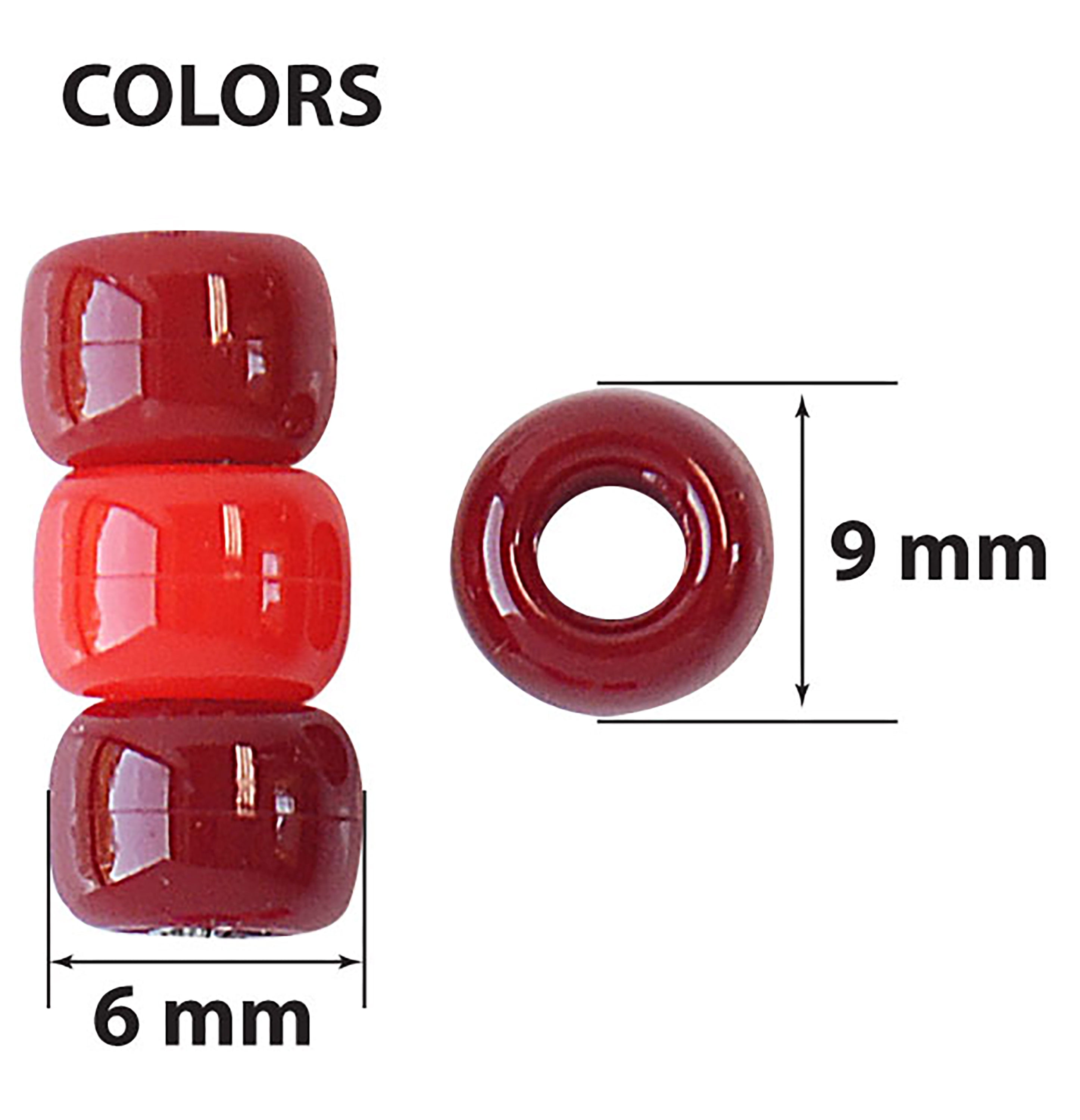 (4 pack) Hello Hobby Pony Bead Mix, Red, 500 Pieces, Plastic Craft Beads for Jewelry Making and DIY Projects