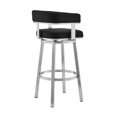 thumbnail image 3 of Faux Leather Bar Stool - Brushed Stainless Steel Swivel Stool - 30 Inch Height - Black Finish, 3 of 6
