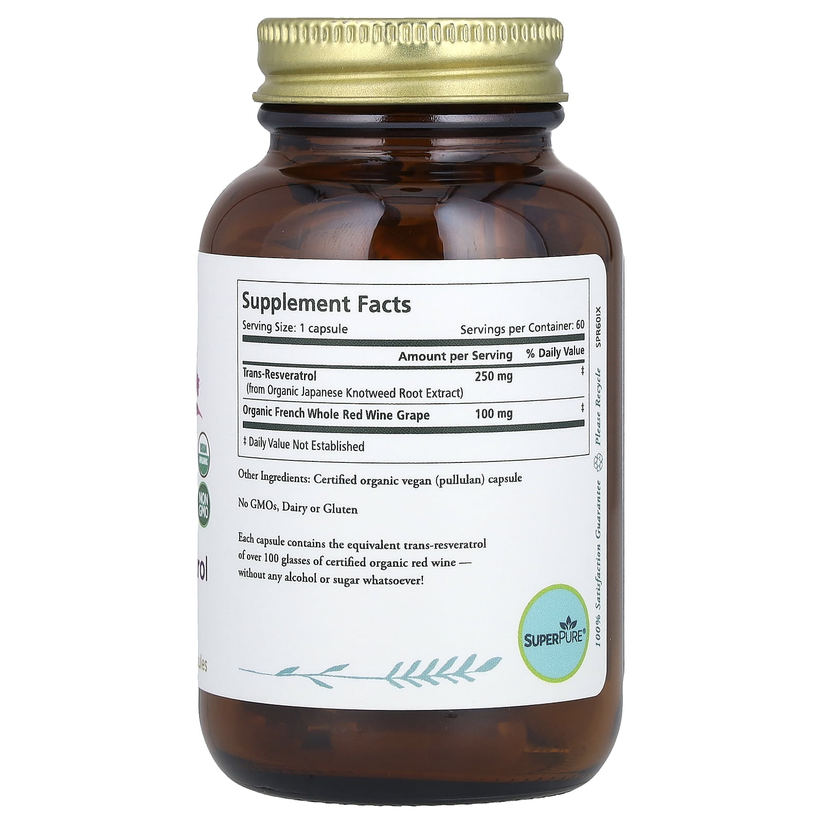 Pure Synergy SuperPure® Resveratrol, 60 Capsules