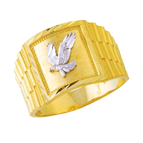 14K Men's Eagle Two-Tone Gold Ring