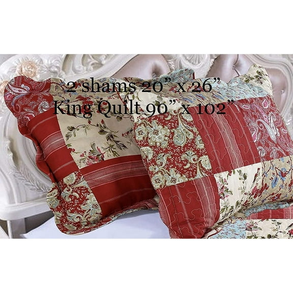 Set, Cotton Rich, Prewashed, Preshrunk; as Bedspread, Bedcover, Coverlet, Bed Throw Spreads King Size Bedspreads, Summer Quilts, Lightweight Summer Bedspreads King Size Oversized